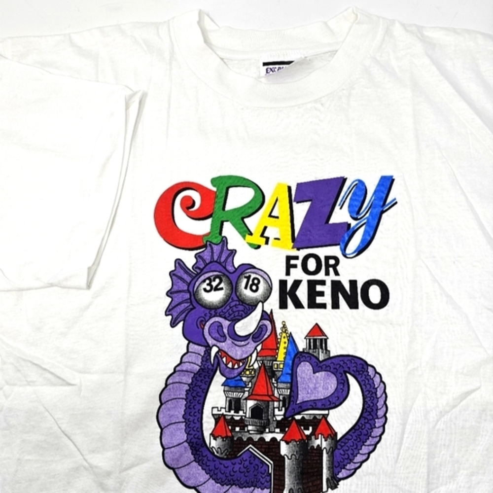 Vintage Sz XL Excalibur Hotel Casino Las Vegas T Shirt Single Stitch Dragon Keno